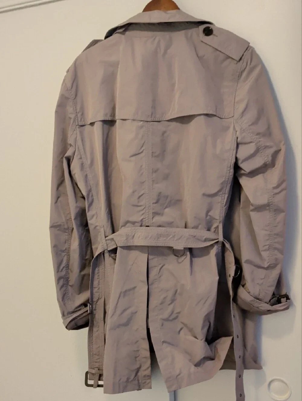 Burberry Light Gray Double-Breasted Trench Coat